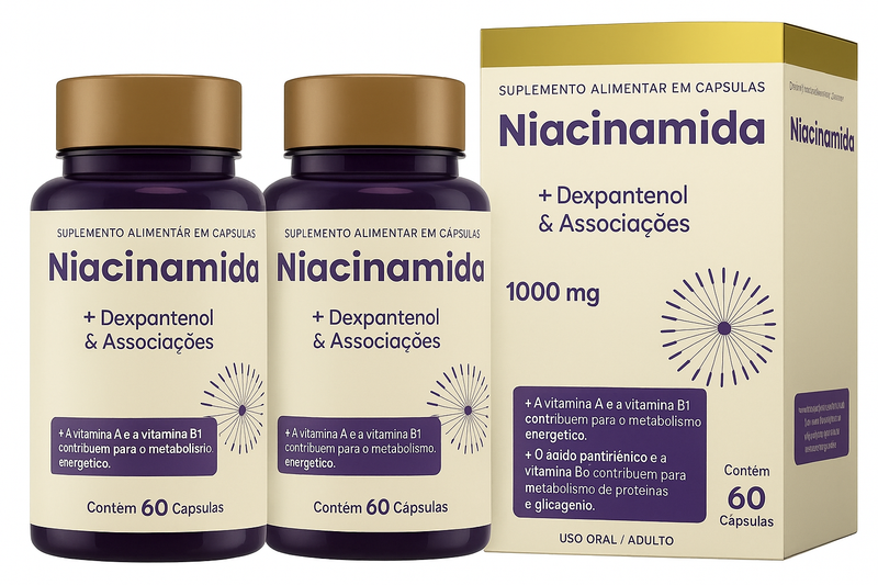 Niacinamida 1000mg 60 Cápsulas Fortlife Sem Sabor kit 2 caixas