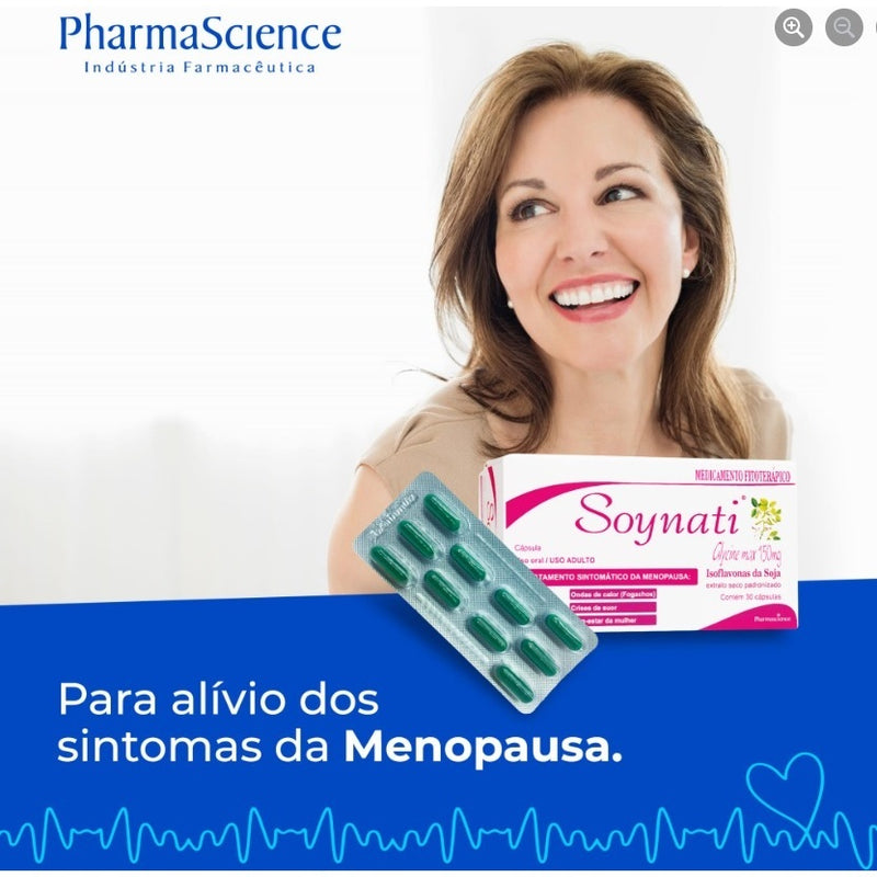 Soynati 30 Cápsulas - Isoflavonas De Soja - Tratamento Menopausa