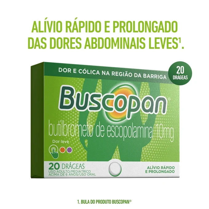 Buscopan Brometo de Escopolamina 10mg 20 drágeas