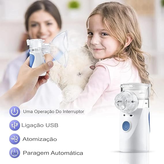 Nebulizador Inalador Ultrassonico Sem Fio Recarregavel USB Compacto Portatil Silencioso Criança Adulto Mesh Mini Ultrassom Infantil