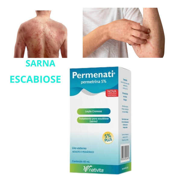 Permenati 5% Permetrina Loção para Sarna Escabiose Coceira no Corpo