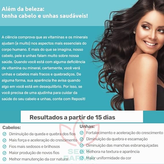 Reposit Cabelos E Unhas 30caps Gel