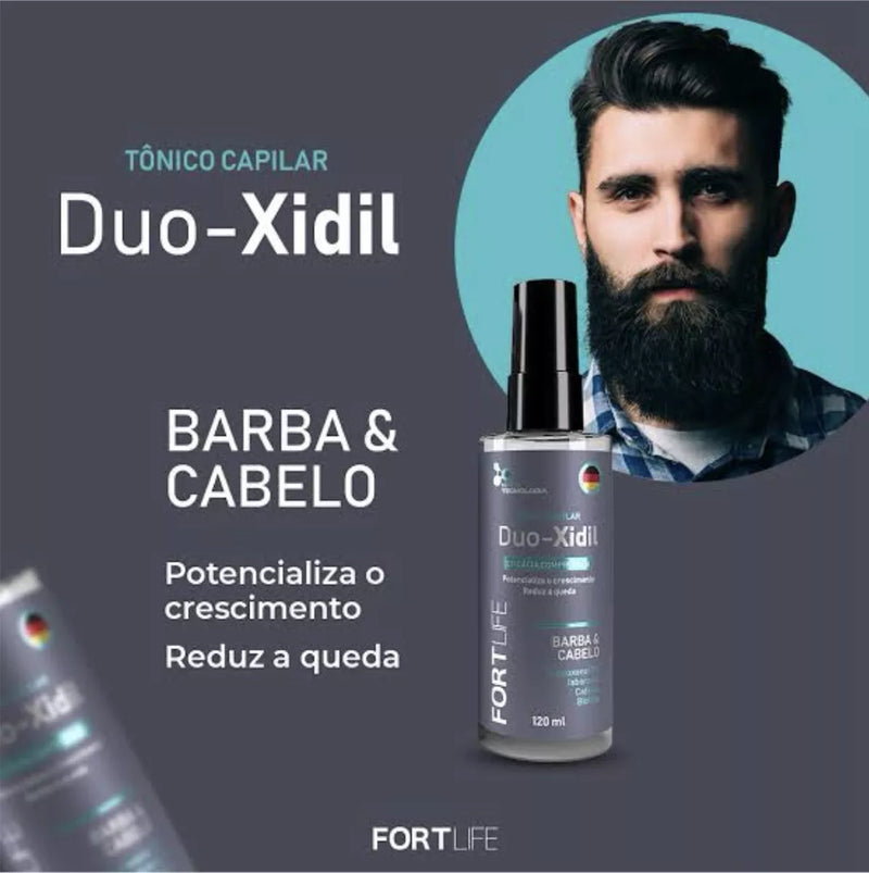 Tônico Capilar Duo-xidil Barba E Cabelo 120ml Minoxidil+ Biotina. Fortlife Kit 02 Unidades