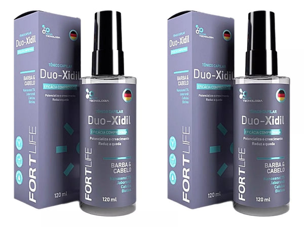 Tônico Capilar Duo-xidil Barba E Cabelo 120ml Minoxidil+ Biotina. Fortlife Kit 02 Unidades