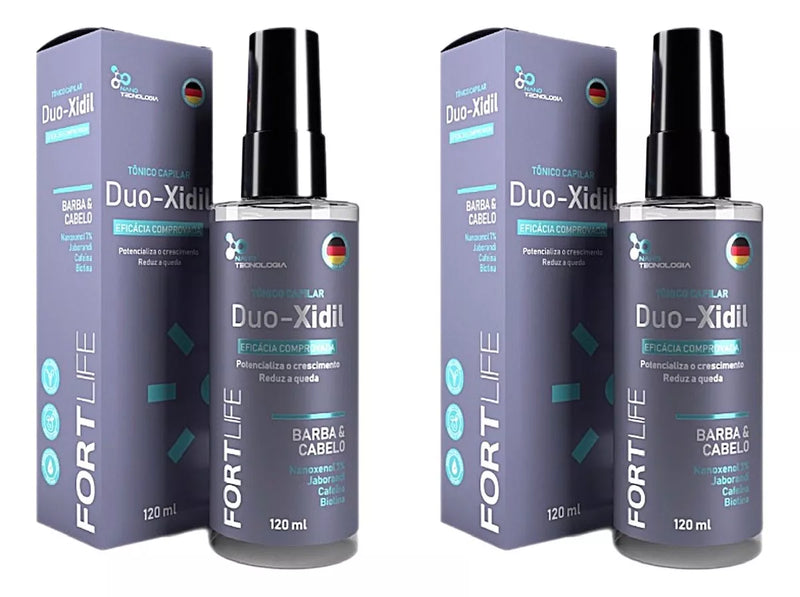 Tônico Capilar Duo-xidil Barba E Cabelo 120ml Minoxidil+ Biotina. Fortlife Kit 02 Unidades