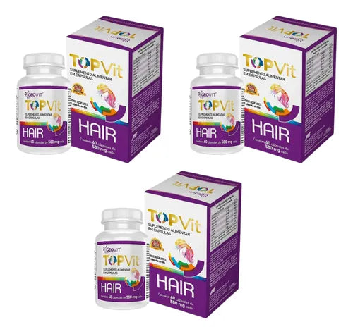 TOPVIT MULTIVITAMíNICO HAIR KIT 3 COM 60 CáPSULAS