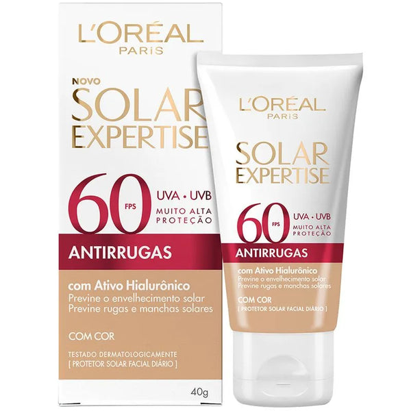 Protetor Solar Facial L'Oréal Paris Solar Expertise Antirrugas Com Cor FPS60 - 40g