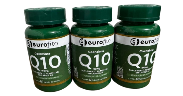 Coenzima Q10 100mg kit 03 frascos 60 Cápsulas Suplemento Eurofito