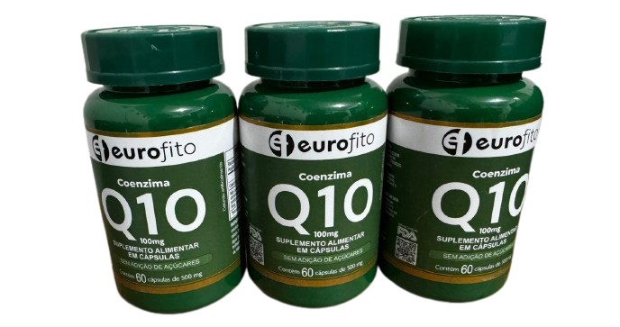 Coenzima Q10 100mg kit 03 frascos 60 Cápsulas Suplemento Eurofito