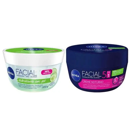 NIVEA Kit – Hidratante Facial Gel Fresh 100g + Creme Hidratante Facial Noturno 100g - Kit