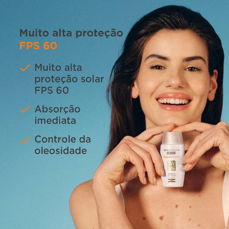 Protetor Solar Facial Isdin - Fotop Fusion Water 5 Stars FPS60 - 50ml