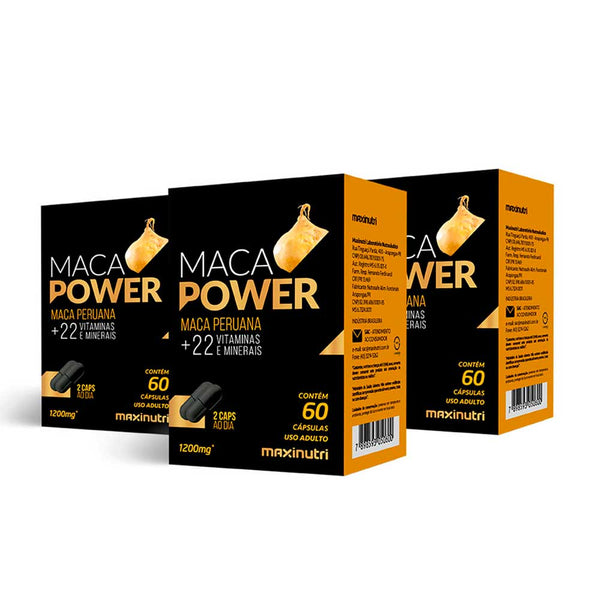 Maca Peruana Power com vitaminas - 03 unidades de 60 Cápsulas - Maxinutri